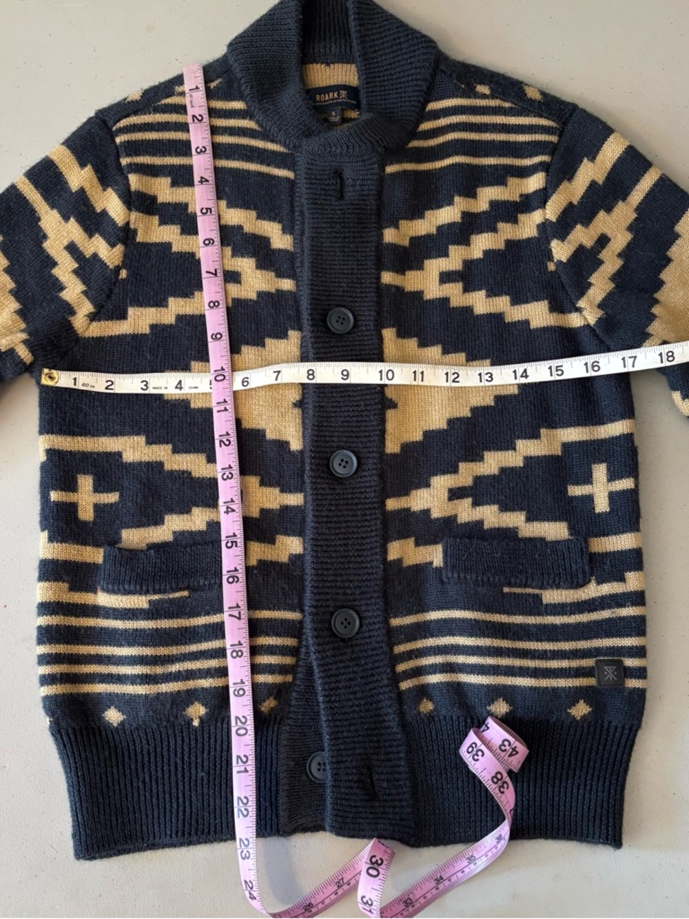 Roark Black & Cream Geometric Knit Cardigan - Picture 9 of 10